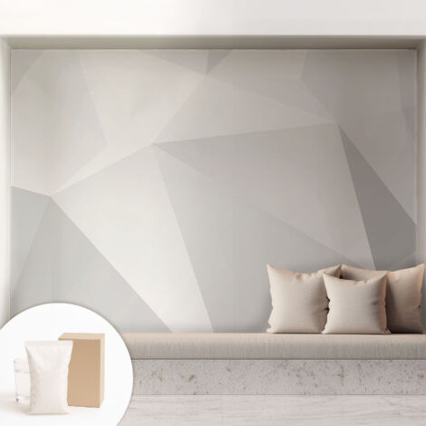 Tapete Vliestapete mit Kleber - trendige Wanddeko - elegant Fototapete für Wohnzimmer - Schlafzimmer Graue Dreiecke 208x146 cm