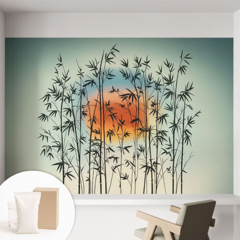 Tapete Vliestapete mit Kleber - trendige Wanddeko - elegant Fototapete für Wohnzimmer - Schlafzimmer Harmonischer Sonnenuntergang 152x104 cm