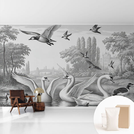Tapete Vliestapete mit Kleber - trendige Wanddeko - elegant Fototapete für Wohnzimmer - Schlafzimmer Klassische Landschaft 416x254 cm