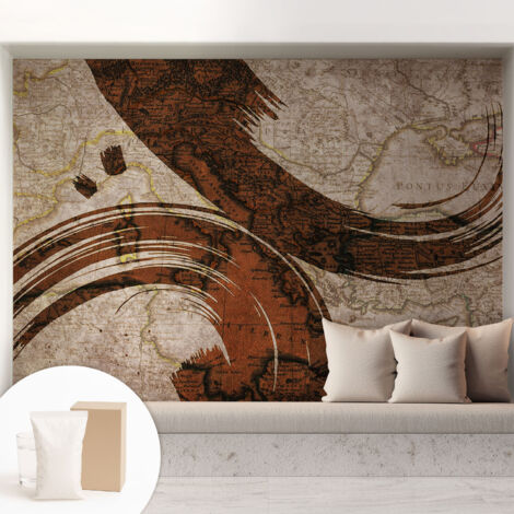 Tapete Vliestapete mit Kleber - trendige Wanddeko - elegant Fototapete für Wohnzimmer - Schlafzimmer Künstlerische Karte 208x146 cm