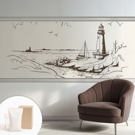 Tapete Vliestapete mit Kleber - trendige Wanddeko - elegant Fototapete für Wohnzimmer - Schlafzimmer Küstenlandschaft 250x104 cm