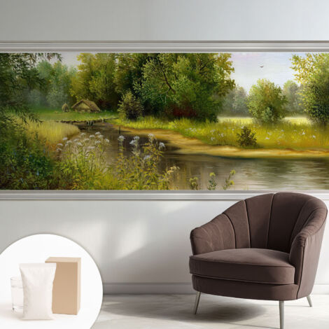 Tapete Vliestapete mit Kleber - trendige Wanddeko - elegant Fototapete für Wohnzimmer - Schlafzimmer Ländliche Landschaft 250x104 cm