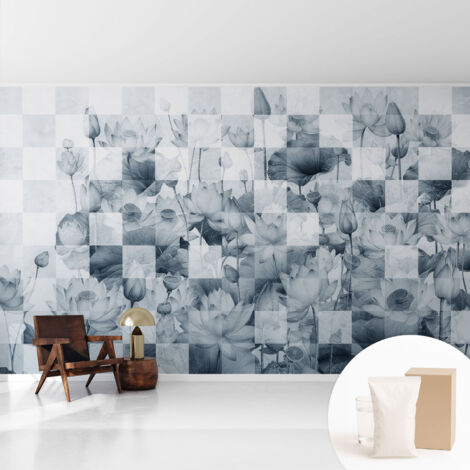 Tapete Vliestapete mit Kleber - trendige Wanddeko - elegant Fototapete für Wohnzimmer - Schlafzimmer Lotusblumen 416x254 cm
