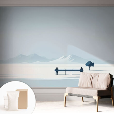 Tapete Vliestapete mit Kleber - trendige Wanddeko - elegant Fototapete für Wohnzimmer - Schlafzimmer Minimalistische Landschaft 312x219 cm