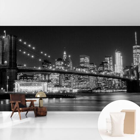 Tapete Vliestapete mit Kleber - trendige Wanddeko - elegant Fototapete für Wohnzimmer - Schlafzimmer Nachtpanorama 416x254 cm