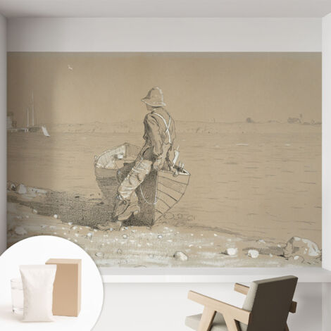 Tapete Vliestapete mit Kleber - trendige Wanddeko - elegant Fototapete für Wohnzimmer - Schlafzimmer Nostalgische Szene 152x104 cm
