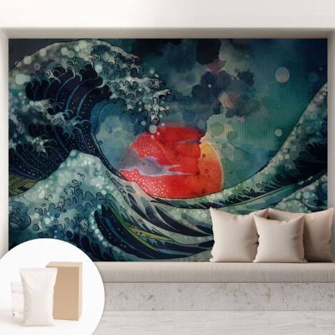Tapete Vliestapete mit Kleber - trendige Wanddeko - elegant Fototapete für Wohnzimmer - Schlafzimmer Ozeanischer Sonnenaufgang 208x146 cm