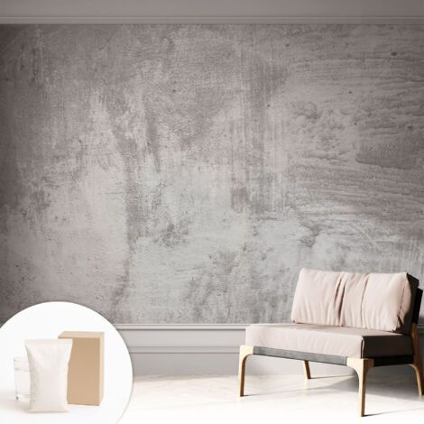 Tapete Vliestapete mit Kleber - trendige Wanddeko - elegant Fototapete für Wohnzimmer - Schlafzimmer Rohbeton 312x219 cm