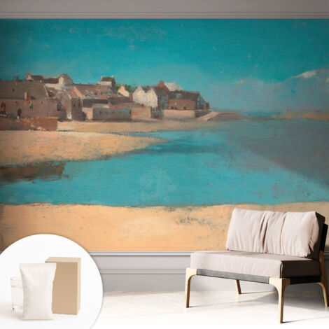 Tapete Vliestapete mit Kleber - trendige Wanddeko - elegant Fototapete für Wohnzimmer - Schlafzimmer Ruhiges Dorf 312x219 cm