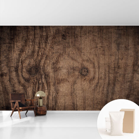 Tapete Vliestapete mit Kleber - trendige Wanddeko - elegant Fototapete für Wohnzimmer - Schlafzimmer Rustikales Holz 416x254 cm