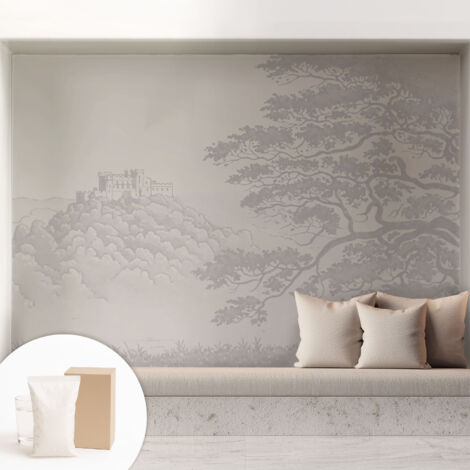 Tapete Vliestapete mit Kleber - trendige Wanddeko - elegant Fototapete für Wohnzimmer - Schlafzimmer Schlosslandschaft 208x146 cm