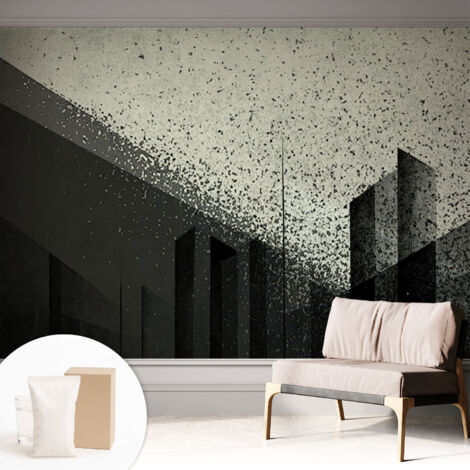 Tapete Vliestapete mit Kleber - trendige Wanddeko - elegant Fototapete für Wohnzimmer - Schlafzimmer Stadtgeometrie 312x219 cm