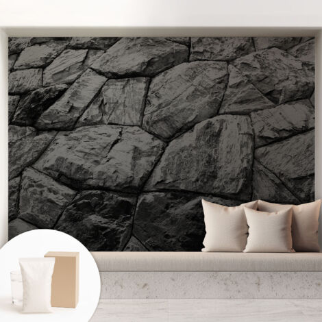 Tapete Vliestapete mit Kleber - trendige Wanddeko - elegant Fototapete für Wohnzimmer - Schlafzimmer Steinstrukturen 208x146 cm