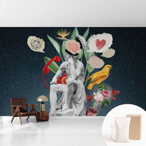 Tapete Vliestapete mit Kleber - trendige Wanddeko - elegant Fototapete für Wohnzimmer - Schlafzimmer Surrealistische Kunst 416x254 cm