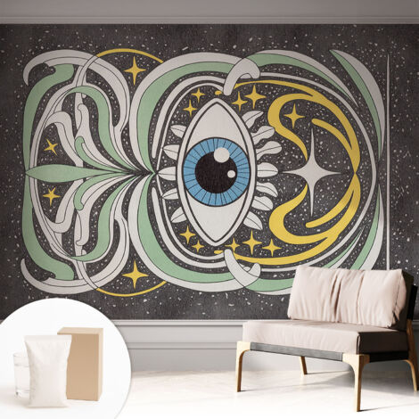 Tapete Vliestapete mit Kleber - trendige Wanddeko - elegant Fototapete für Wohnzimmer - Schlafzimmer Symmetrisches Auge 312x219 cm