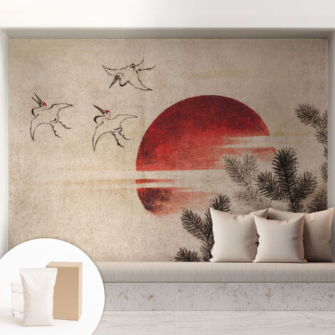 Tapete Vliestapete mit Kleber - trendige Wanddeko - elegant Fototapete für Wohnzimmer - Schlafzimmer Waldmorgendämmerung 208x146 cm