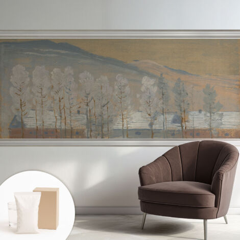 Tapete Vliestapete mit Kleber - trendige Wanddeko - elegant Fototapete für Wohnzimmer - Schlafzimmer Winterkulisse 250x104 cm