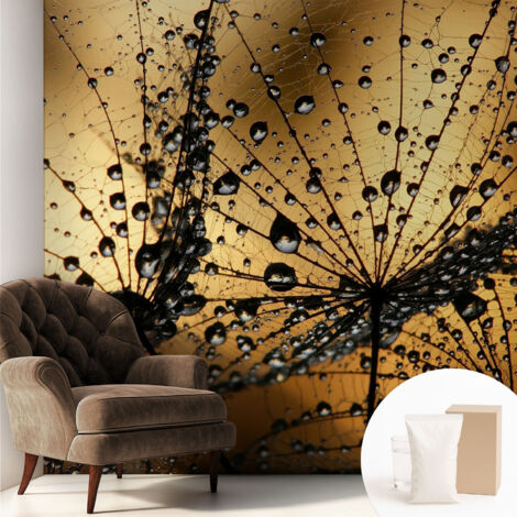 Tapete Vliestapete mit Kleber - trendige Wanddeko - elegant Fototapete für Wohnzimmer - Schlafzimmer Zarte Tropfen 250x250 cm
