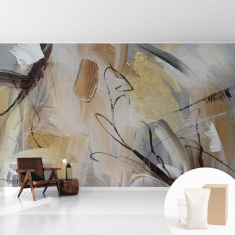 Tapete Vliestapete mit Kleber - Wanddekoration - Wandfolie - 3D Tapete Wand - Wohnungsdeko Abstrakte Komposition 416x254 cm