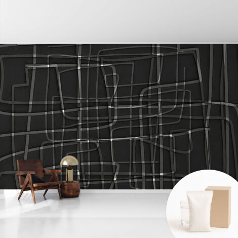 Tapete Vliestapete mit Kleber - Wanddekoration - Wandfolie - 3D Tapete Wand - Wohnungsdeko Abstrakte Linien 416x254 cm