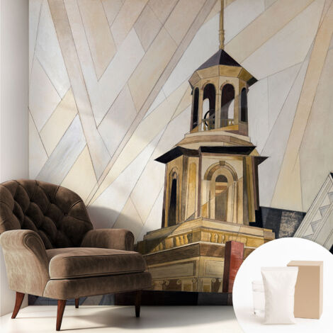 Tapete Vliestapete mit Kleber - Wanddekoration - Wandfolie - 3D Tapete Wand - Wohnungsdeko Architektonischer Turm 250x250 cm
