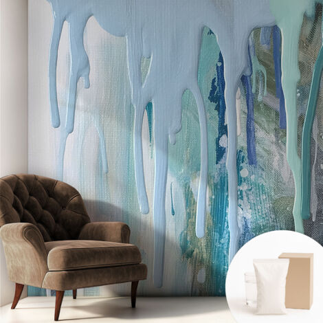 Tapete Vliestapete mit Kleber - Wanddekoration - Wandfolie - 3D Tapete Wand - Wohnungsdeko Blaue Kaskaden 250x250 cm
