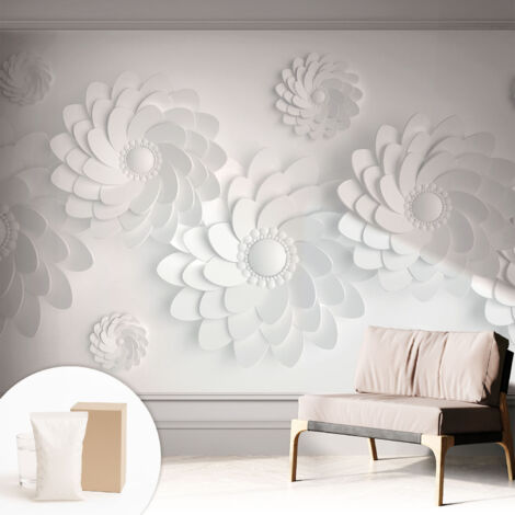 Tapete Vliestapete mit Kleber - Wanddekoration - Wandfolie - 3D Tapete Wand - Wohnungsdeko Blumeneleganz 312x219 cm
