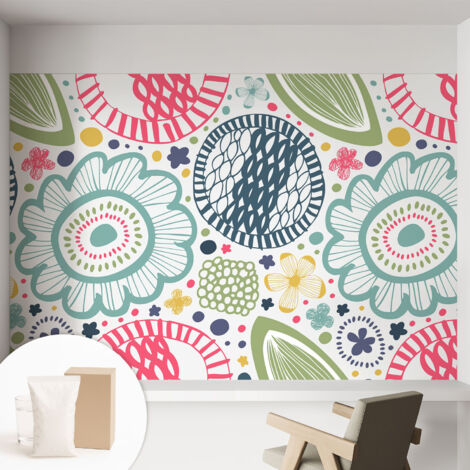 Tapete Vliestapete mit Kleber - Wanddekoration - Wandfolie - 3D Tapete Wand - Wohnungsdeko Blumenmuster 152x104 cm
