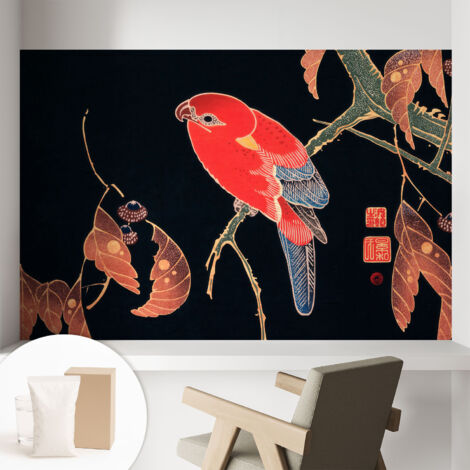 Tapete Vliestapete mit Kleber - Wanddekoration - Wandfolie - 3D Tapete Wand - Wohnungsdeko Exotischer Vogel 104x70 cm