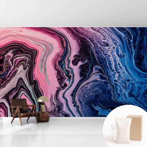 Tapete Vliestapete mit Kleber - Wanddekoration - Wandfolie - 3D Tapete Wand - Wohnungsdeko Farbenfrohe Wirbel 416x254 cm