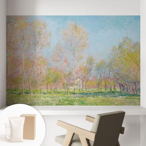 Tapete Vliestapete mit Kleber - Wanddekoration - Wandfolie - 3D Tapete Wand - Wohnungsdeko Frühlingspark 104x70 cm