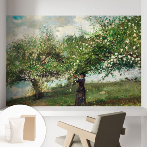 Tapete Vliestapete mit Kleber - Wanddekoration - Wandfolie - 3D Tapete Wand - Wohnungsdeko Frühlingsszene 104x70 cm