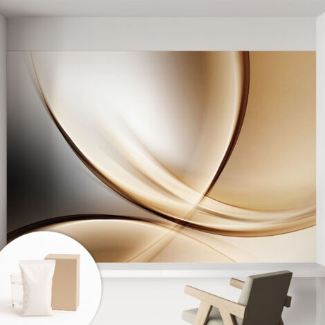 Tapete Vliestapete mit Kleber - Wanddekoration - Wandfolie - 3D Tapete Wand - Wohnungsdeko Geschwungene Linien 152x104 cm