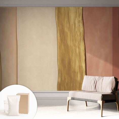 Tapete Vliestapete mit Kleber - Wanddekoration - Wandfolie - 3D Tapete Wand - Wohnungsdeko Gewellte Streifen 312x219 cm