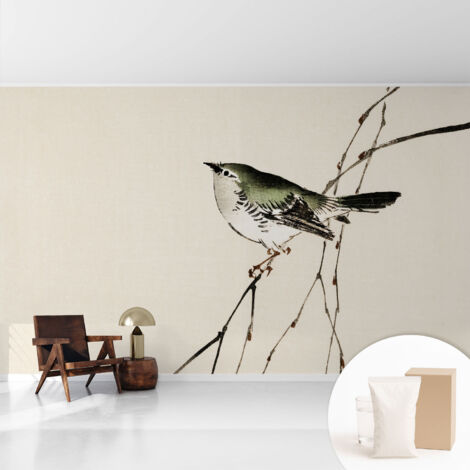 Tapete Vliestapete mit Kleber - Wanddekoration - Wandfolie - 3D Tapete Wand - Wohnungsdeko Harmonischer Vogel 416x254 cm