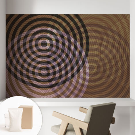 Tapete Vliestapete mit Kleber - Wanddekoration - Wandfolie - 3D Tapete Wand - Wohnungsdeko Hypnotisierende Kreise 104x70 cm