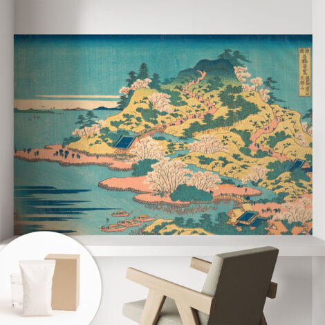 Tapete Vliestapete mit Kleber - Wanddekoration - Wandfolie - 3D Tapete Wand - Wohnungsdeko Japanische Landschaft 104x70 cm