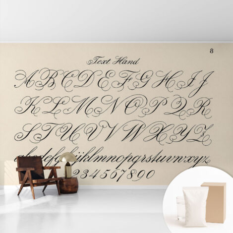 Tapete Vliestapete mit Kleber - Wanddekoration - Wandfolie - 3D Tapete Wand - Wohnungsdeko Kalligraphische Schrift 416x254 cm
