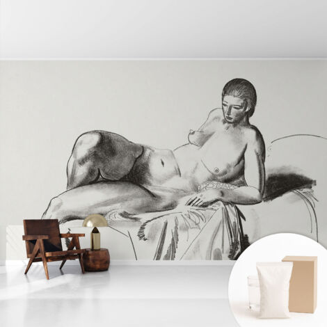 Tapete Vliestapete mit Kleber - Wanddekoration - Wandfolie - 3D Tapete Wand - Wohnungsdeko Künstlerischer Akt 416x254 cm