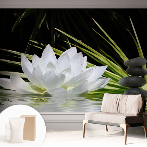 Tapete Vliestapete mit Kleber - Wanddekoration - Wandfolie - 3D Tapete Wand - Wohnungsdeko Lilienmeditation 312x219 cm