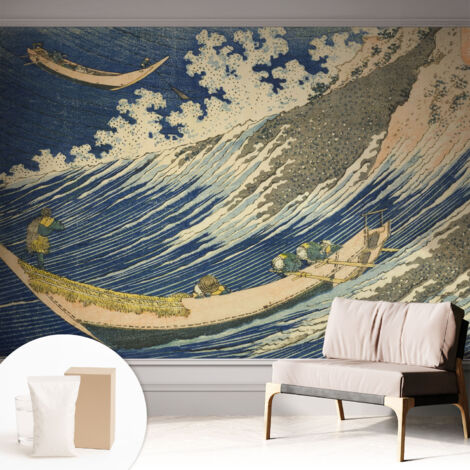 Tapete Vliestapete mit Kleber - Wanddekoration - Wandfolie - 3D Tapete Wand - Wohnungsdeko Meereswellen 312x219 cm