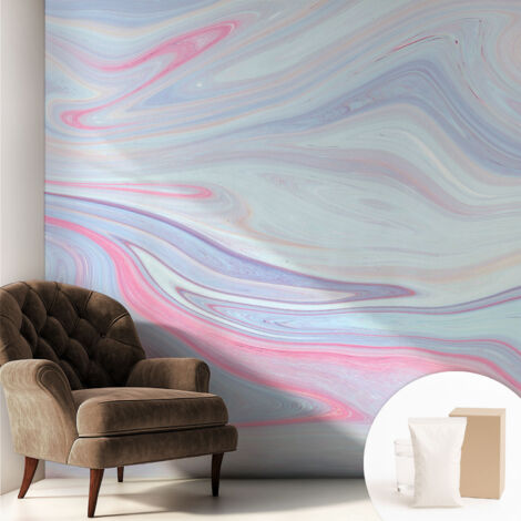 Tapete Vliestapete mit Kleber - Wanddekoration - Wandfolie - 3D Tapete Wand - Wohnungsdeko Pastellfarbener Wirbel 250x250 cm