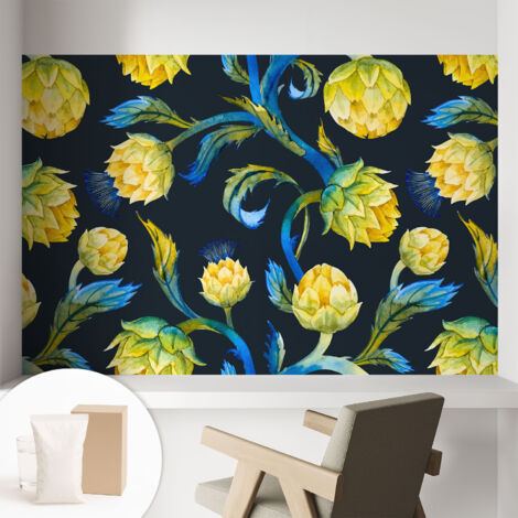 Tapete Vliestapete mit Kleber - Wanddekoration - Wandfolie - 3D Tapete Wand - Wohnungsdeko Pflanzlicher Virtuose 104x70 cm