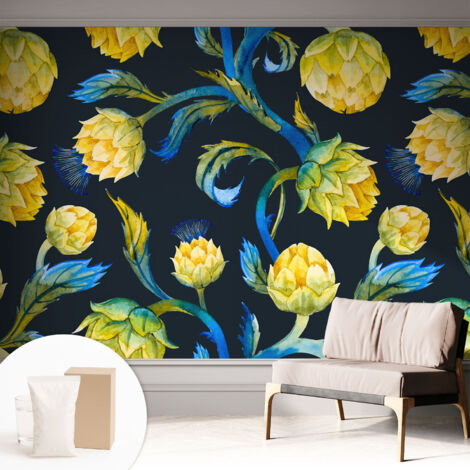 Tapete Vliestapete mit Kleber - Wanddekoration - Wandfolie - 3D Tapete Wand - Wohnungsdeko Pflanzlicher Virtuose 312x219 cm