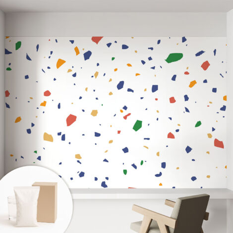 Tapete Vliestapete mit Kleber - Wanddekoration - Wandfolie - 3D Tapete Wand - Wohnungsdeko Regenbogenfarbene Stücke 152x104 cm