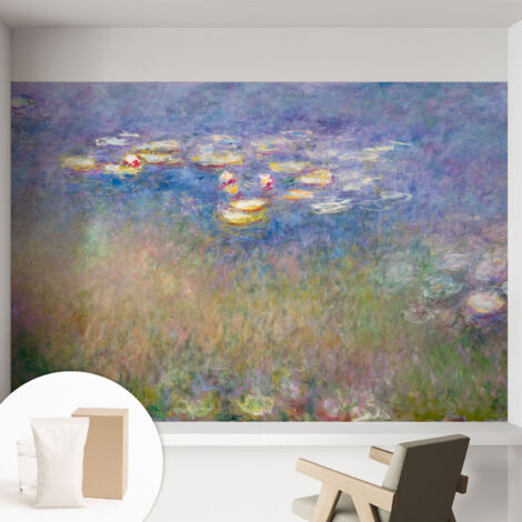 Tapete Vliestapete mit Kleber - Wanddekoration - Wandfolie - 3D Tapete Wand - Wohnungsdeko Seerosen 152x104 cm