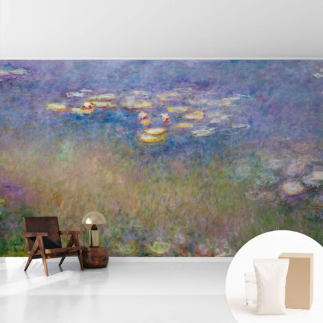 Tapete Vliestapete mit Kleber - Wanddekoration - Wandfolie - 3D Tapete Wand - Wohnungsdeko Seerosen 416x254 cm