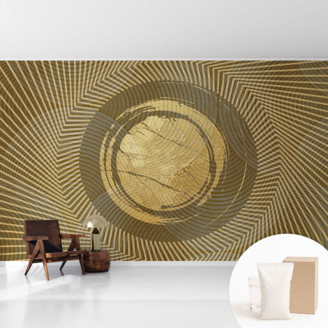 Tapete Vliestapete mit Kleber - Wanddekoration - Wandfolie - 3D Tapete Wand - Wohnungsdeko Strahlende Linien 416x254 cm