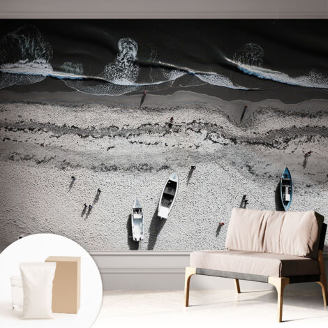 Tapete Vliestapete mit Kleber - Wanddekoration - Wandfolie - 3D Tapete Wand - Wohnungsdeko Strandruhe 312x219 cm