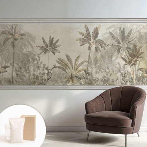 Tapete Vliestapete mit Kleber - Wanddekoration - Wandfolie - 3D Tapete Wand - Wohnungsdeko Tropischer Dschungel 250x104 cm